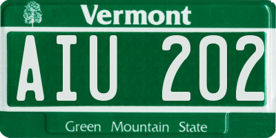 VT license plate AIU202