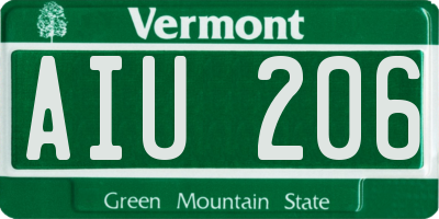 VT license plate AIU206