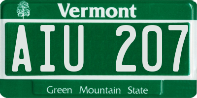 VT license plate AIU207