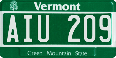 VT license plate AIU209
