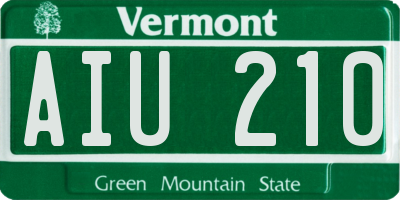 VT license plate AIU210