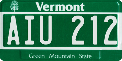 VT license plate AIU212