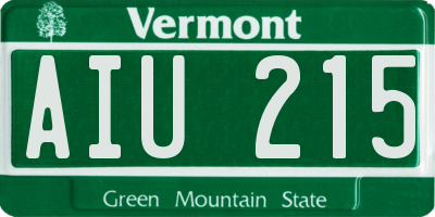 VT license plate AIU215
