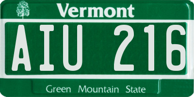 VT license plate AIU216