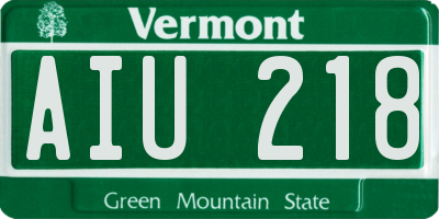 VT license plate AIU218