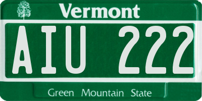 VT license plate AIU222