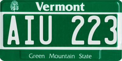 VT license plate AIU223