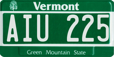 VT license plate AIU225