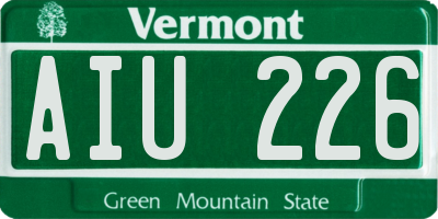 VT license plate AIU226