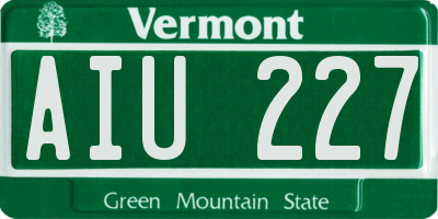 VT license plate AIU227