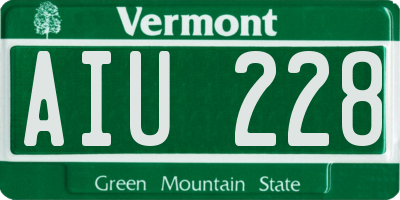 VT license plate AIU228