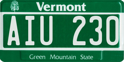 VT license plate AIU230