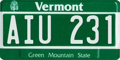 VT license plate AIU231