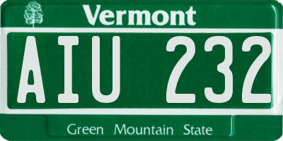 VT license plate AIU232