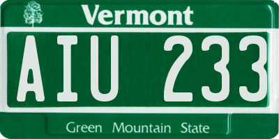 VT license plate AIU233