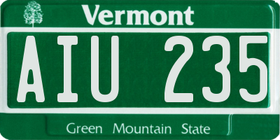 VT license plate AIU235