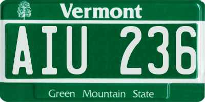 VT license plate AIU236