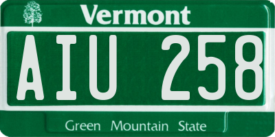 VT license plate AIU258