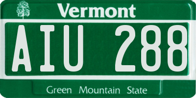 VT license plate AIU288