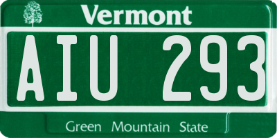 VT license plate AIU293
