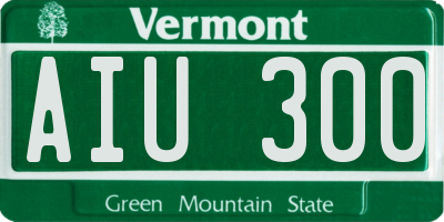 VT license plate AIU300
