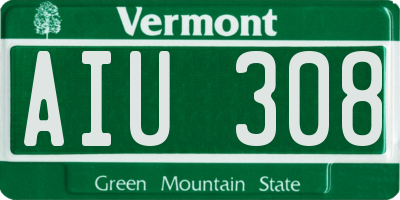 VT license plate AIU308