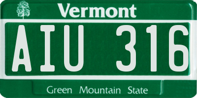 VT license plate AIU316