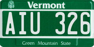 VT license plate AIU326