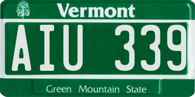 VT license plate AIU339