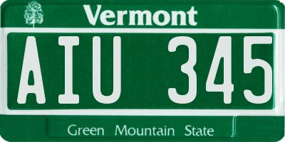 VT license plate AIU345