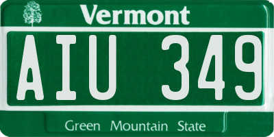 VT license plate AIU349