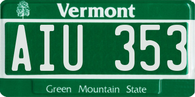 VT license plate AIU353