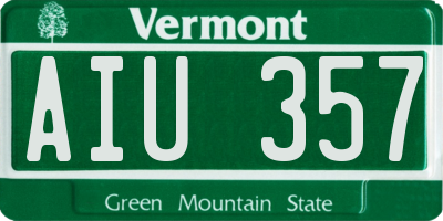 VT license plate AIU357