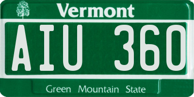 VT license plate AIU360