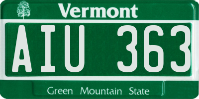 VT license plate AIU363