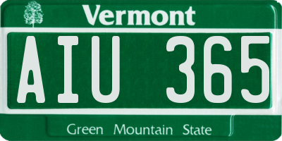 VT license plate AIU365