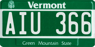 VT license plate AIU366