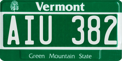 VT license plate AIU382