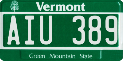 VT license plate AIU389