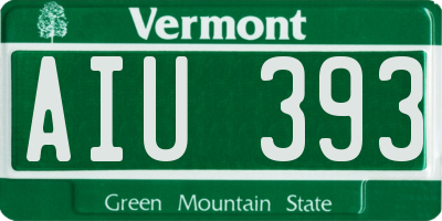 VT license plate AIU393