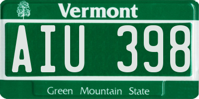 VT license plate AIU398