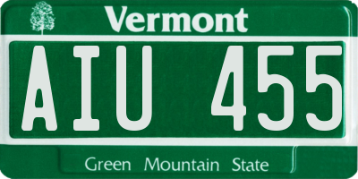 VT license plate AIU455