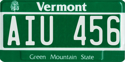 VT license plate AIU456