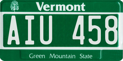 VT license plate AIU458