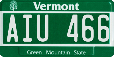 VT license plate AIU466