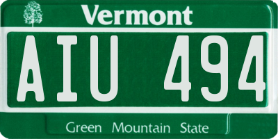 VT license plate AIU494