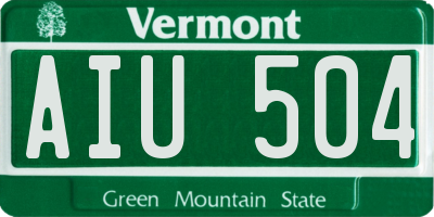 VT license plate AIU504