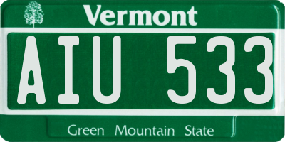 VT license plate AIU533