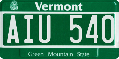VT license plate AIU540