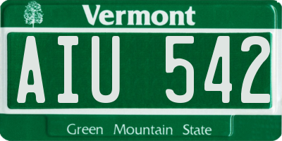 VT license plate AIU542